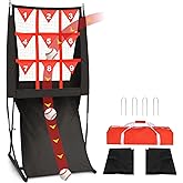 Storgem 9 Hole Pitching Net with Strike Zone, Baseball Softball Pitching Target Net with Automatic Ball Return, Portable Pitcher Training Equipment Height Adjustable, Carry Bag