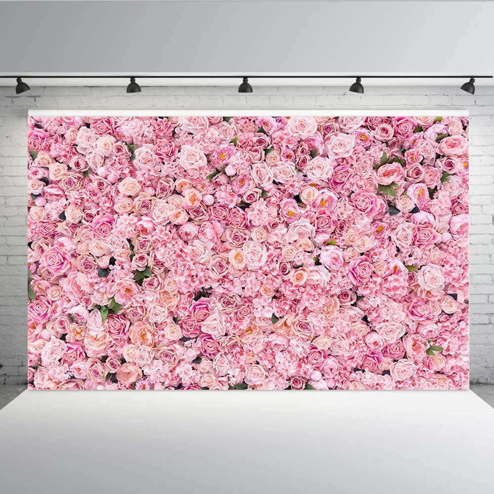Aisnyho Pink Rose Wall Backdrops Valentine’s Day Pink Flowers Backdrop ...