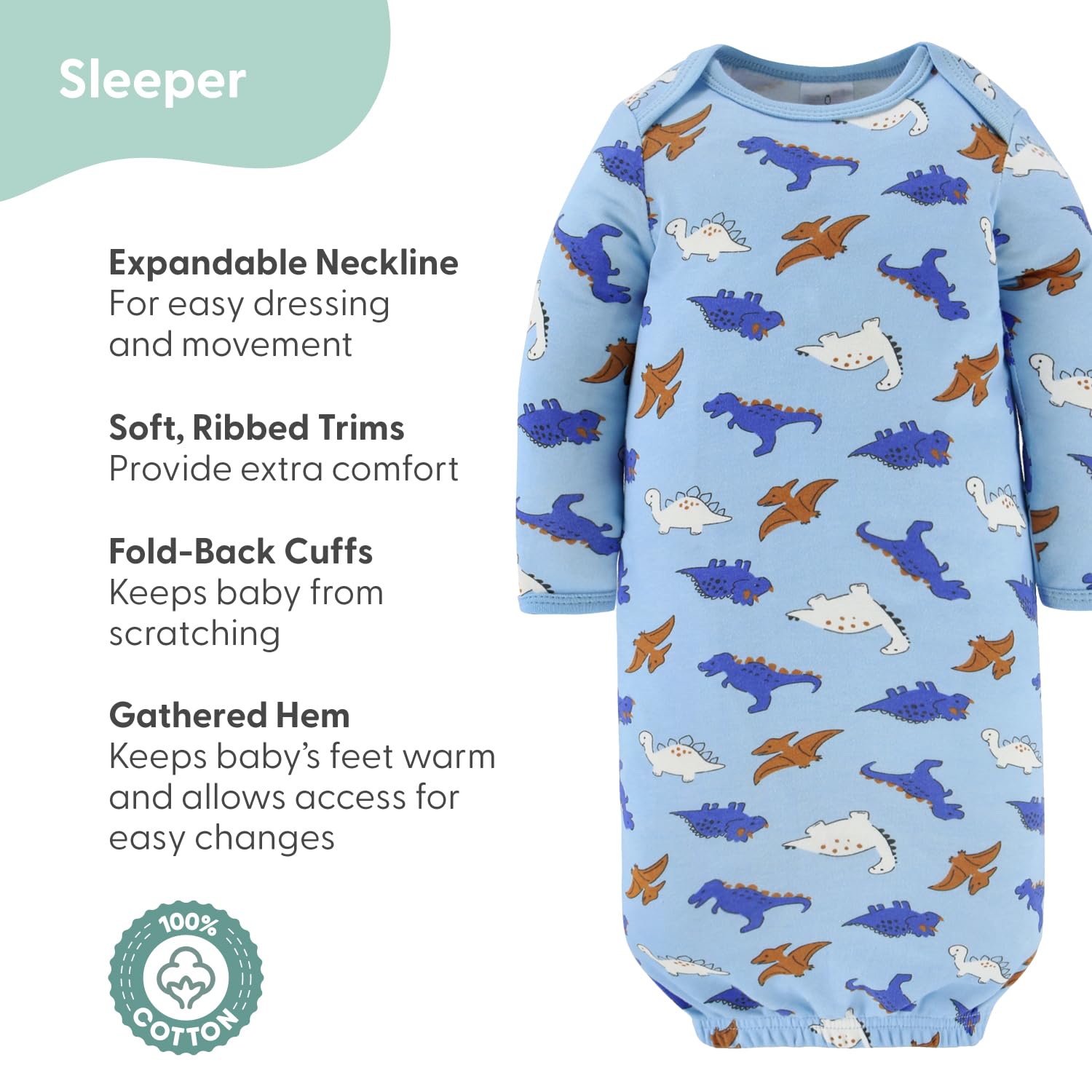 The Peanutshell Baby Layette Gift Set for Boys - 16 Piece New Born Boy Gift Set, Baby Clothes & Newborn Essentials Must Haves - Newborn Clothes 0-3 Months - Blue Dino