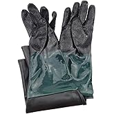 Jewboer 23.6" Rubber Sandblast Cabinet Gloves,Sandblasting Sand Blaster Gloves for Sandblaster Blast Abrasive Cabinet