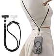 TORRAS Phone Lanyard Crossbody with 2 Phone Tabs, Adjustable Anti Theft Phone Strap for All Phones, Premium Metal Buckles, Skin-Friendly, Universal Cell Phone Neck lanyard for Travel Essentials, Black