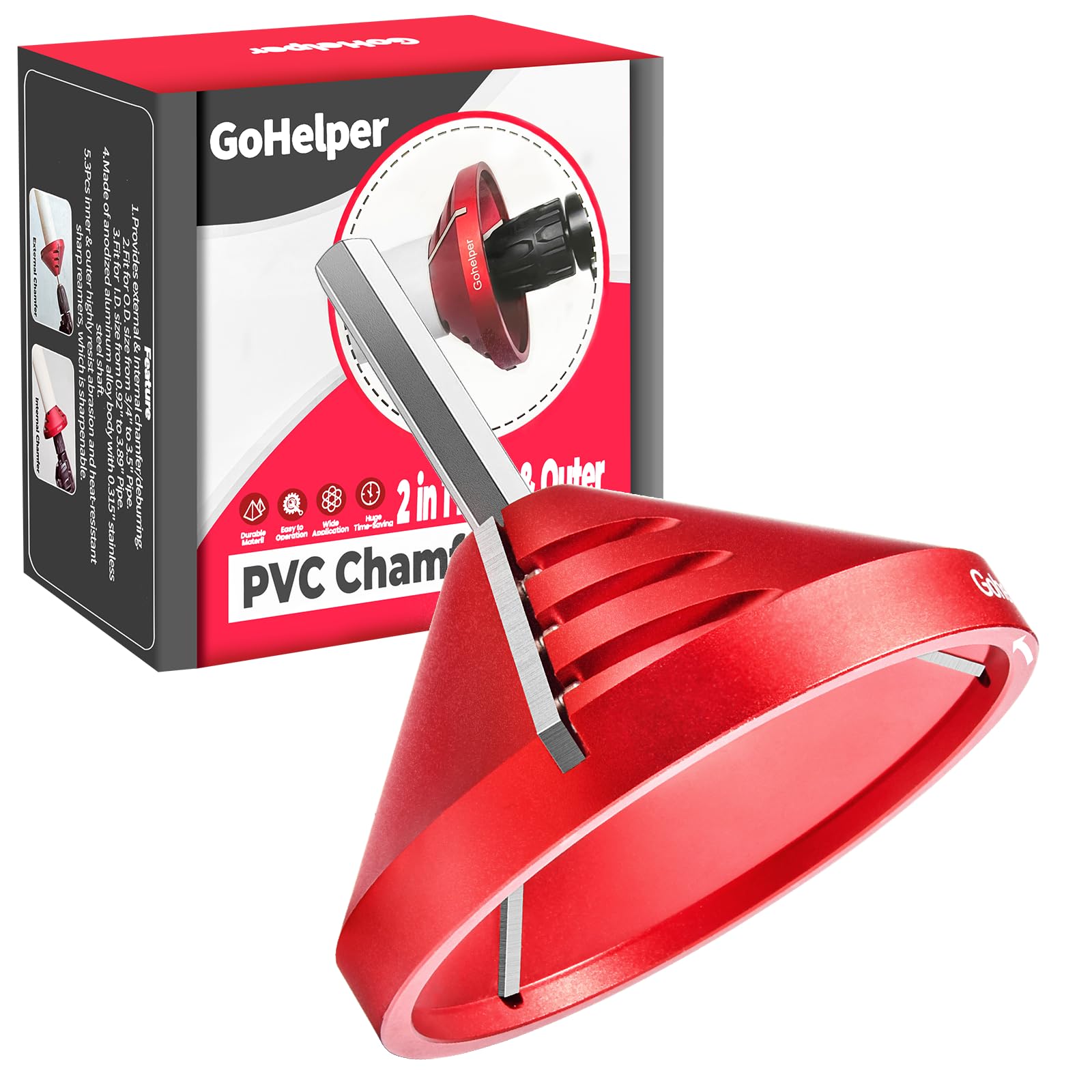 2-in-1 PVC Entgratungswerkzeug - Innen & Außen Fasen Für Rohre 0.75-3.5 Zoll