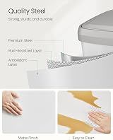 SONGMICS 50 L Kitchen Bin Metal Pedal Bin with Lid White Dove Grey LTB530W03 view 4