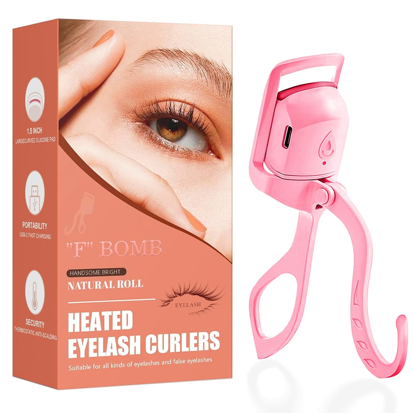 Photo 1 of Heated Eyelash Curler Fast Heat Up in 5s - C-Shaped Rechargeable Electric Eyelash Curler for 24H Long Lasting Curls - Safe Anti-Burn Lash Curler Elevate Your Beauty with Stunning Lashes