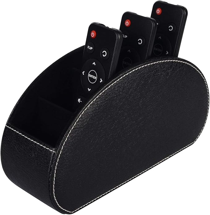 Remote Control Holder with 5 Compartments PU Leather TV