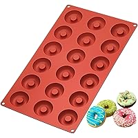 Ozera Silicone Mini Donut Pan, 18 Cavity Doughnut Baking Mold Tray - Muffin Cups, Cake Mold, Biscuit Mold, Red