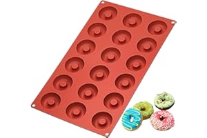 Ozera Silicone Mini Donut Pan, 18 Cavity Doughnut Baking Mold Tray - Muffin Cups, Cake Mold, Biscuit Mold, Red