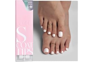 BTArtboxnails SCOATTIPS Short Toe Nail Tips - White Press On Toenails for Women, 160 Pcs 16 Sizes Soft Gel Toe Nail Press Ons, Soak Off Acrylic Fake Toe Nail Extensions (Include Nail Tips ONLY)