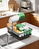 Kitsure Dish Drainer Rack Stainless Steel 2-Tier Counter Organizer 39.3x30.4 cm view 8