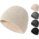 CHATSZ Cuffed Beanie, Soft Roll-up Edge Knit Skullcap, Warm Winter Hat, Unisex Ski Cap for Men Women