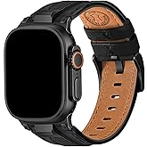 Wristitani Leather Bands Compatible with Apple Watch Band 49mm 46mm 45mm 44mm 42mm for Men, Metal Connector & Genuine Leather Replacement Straps for iWatch Ultra3/2/1 SE3/2/1 Series 11 10 9 8 7 6 5 4