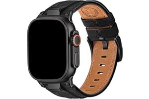 Wristitani Leather Bands Compatible with Apple Watch Strap 49mm 46mm 45mm 44mm for Men, Genuine Leather Durable Metal Connect