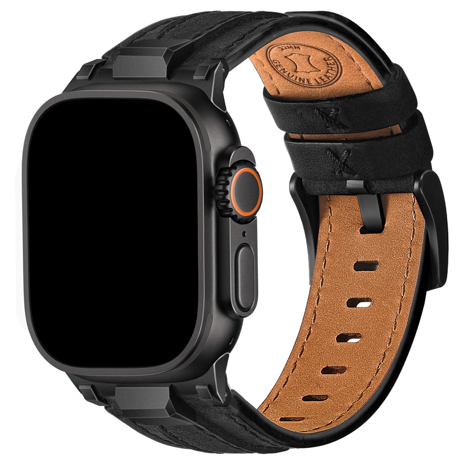 Photo 1 of Wristitani Leather Bands Compatible with Apple Watch Band 49mm 46mm 45mm 44mm 42mm for Men, Metal Connector & Genuine Leather Replacement Straps for iWatch Ultra3/2/1 SE3/2/1 Series 11 10 9 8 7 6 5 4