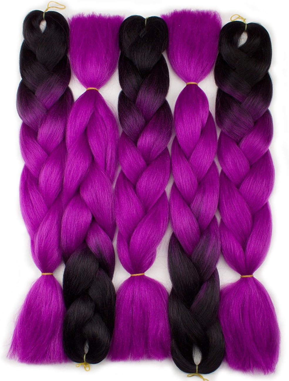 Forevery Braiding Hair Synthetic Ombre Hair Kanekalon Braiding Extensions High Temperature Fiber Crochet Twist Braids Black to Purple(24", 1)