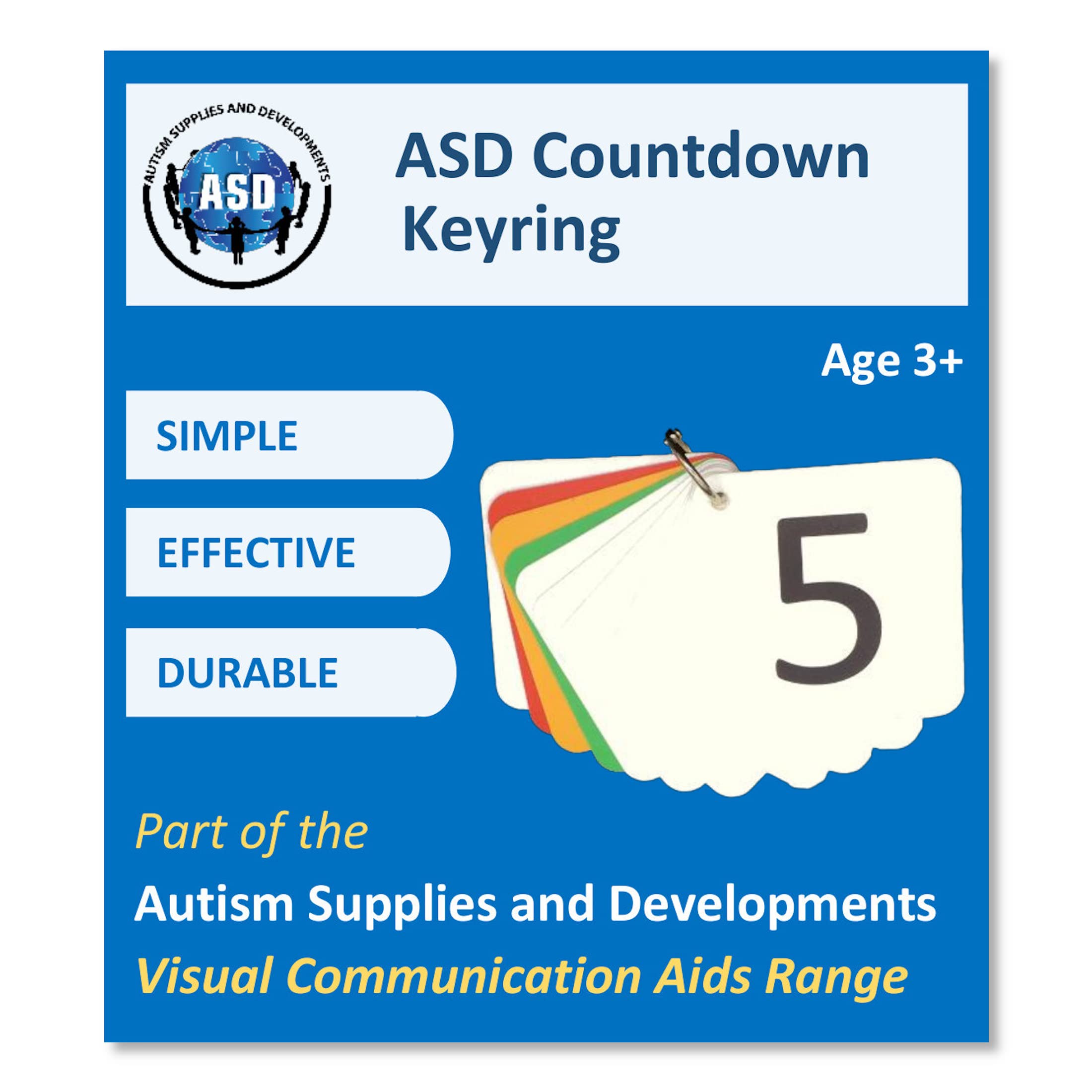 Countdown Keyring Nonverbal Autism Lanyard – Visual Timer – SEN, EYFS – Communication Cards - Autism Learning Resources –Behaviour Charts for Children — image 1