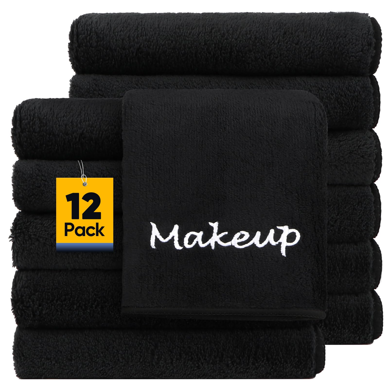 Photo 1 of UNIMADE Makeup Remover Cloth, 12 Pack Black Facial Wash Cloths, Soft Coral Fleece Microfiber Towels for Face, Hand, and Bathroom(13" x 13")