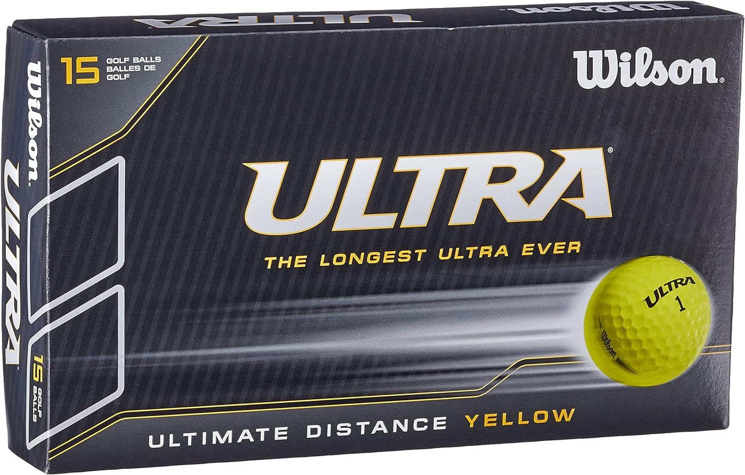 Wilson Hard 2-Piece Construction Men's Golf Balls for Maximum Distance, 15-pack, Beginners to advanced players, High compression, Ionomer, Ultra Lue, Yellow, WGWR60600