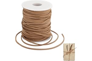 Rairsky Leather Cord Cowhide Leather Cord Leather String, 1 Roll Leather Strips, 50 Yards x 3 mm Leather Cord, DIY Suede Cord