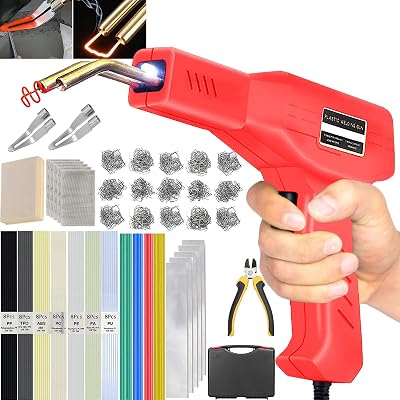 Ghguole 150W Plastic Welding Kit 2 in 1 Welder Gun with 64 Rods 800 Staples