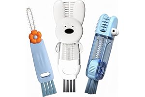 FOLISSE Cup Lid Cleaning Brush, 3 in 1 Cup Cleaner Brush New Multifunctional Lid Cleaner Lid Brush Cleaning Tool Multipurpose Bottle Gap Cleaner Brush Blue