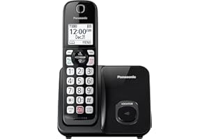 Panasonic Cordless Phone with Advanced Call Block, Bilingual Caller ID, Easy to Read Large High-Contrast Display, Expandable System with 1 Handset, Home Phone - KX-TGD810B (Black)