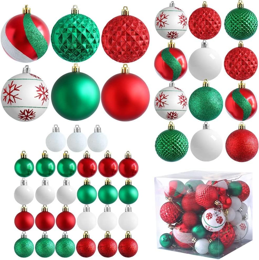 Ornaments - Christmas Tree Ball Ornaments 45Pack Christmas Tree Decorations 80mm/3.15