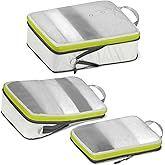 Cipway Mesh Compression Packing Cubes, Ultralight See Through Luggage Organizer Bags, Travel Essentials for Carry on Suitcase（3 Pcs,White）