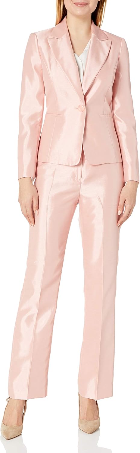 Amazon.com: Le Suit Women's Shiny 1 Button Pant Suit: Clothing
