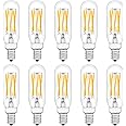 Raheem T8 LED Bulb, E12 Dimmable LED Bulb, 110v 600Lumens 3000k 60W Equivalent, Clear Glass Tubular Light Bulb, Best Replacement for Incandescent Bulb, Candelabra LED Bulbs, 10 Pack (Warm White)