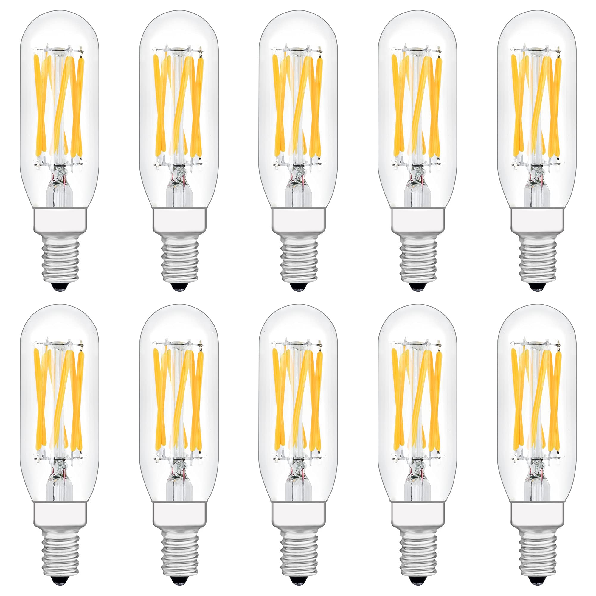 Photo 1 of Raheem T8 LED Bulb, E12 Dimmable LED Bulb, 110v 600Lumens 3000k 60W Equivalent, Clear Glass Tubular Light Bulb, Best Replacement for Incandescent Bulb, Candelabra LED Bulbs, 10 Pack (Warm White)