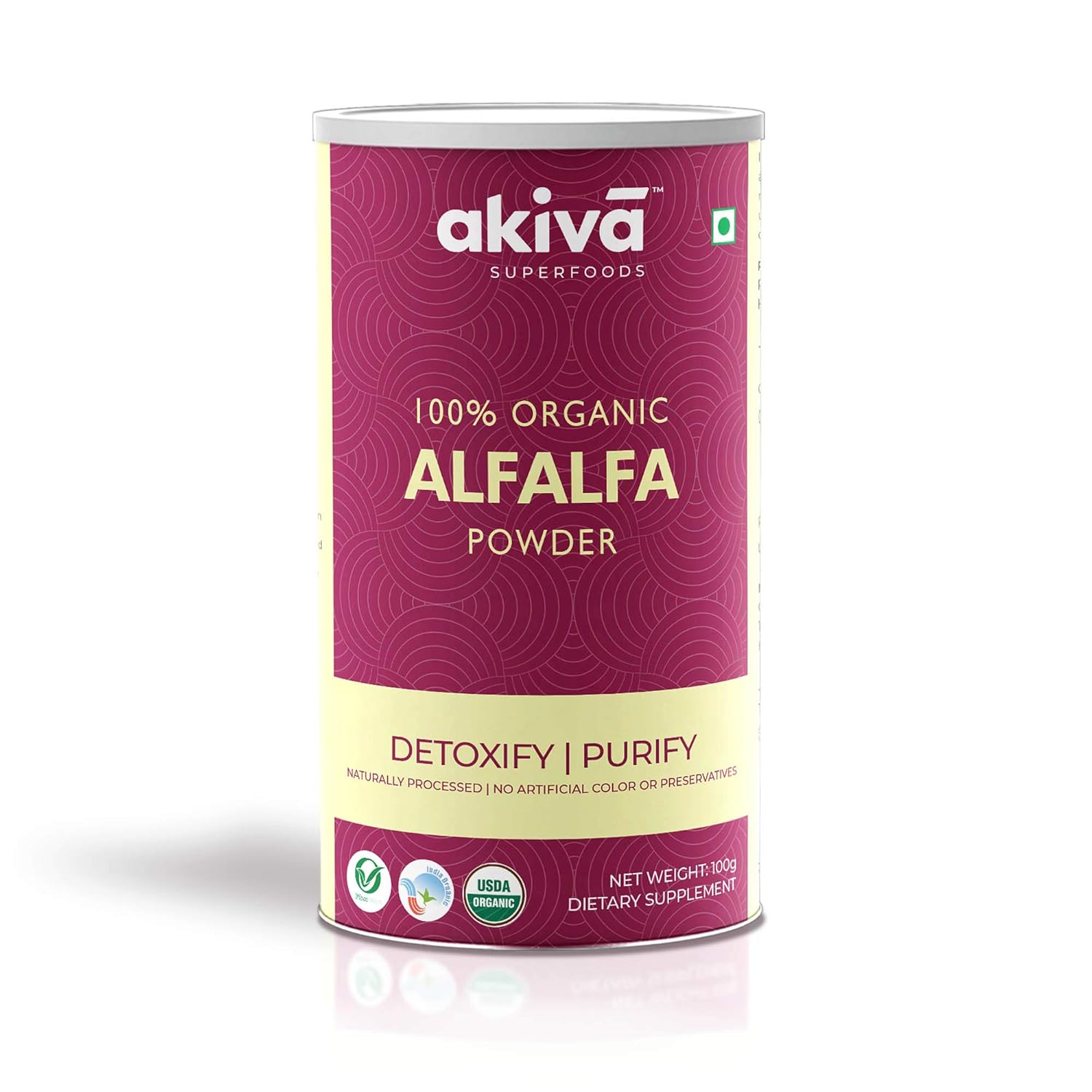 Akiva Superfoods Certified Organic Alfalfa Seeds Powder, 100 grams