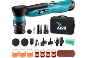 AUTIWOZ Cordless Mini Car Polisher, RO/DA Mini Polisher for Car Detailing, Waxing, Polishing, Scratch Removing, 6 Variable Speed Car Polishing Kit, 2 Pcs 12V 2.0Ah Batteries, with Tool Box, Kit 2