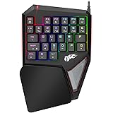 1byone Single-Handed Mechanical Gaming Keyboard with 29 Programmable Keys and Full RGB Backlit LED Control, for Windows and Mac, Black