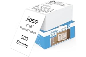 Jiose Direct Thermal Labels 500 pcs Labels Commercial Grade Fanfold Perforated 4x6 Label Paper for Small Business Shipping Package - White