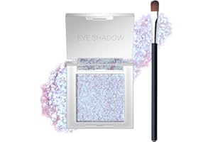 Holographic Purple Blue Glitter Eyeshadow Palette Chameleon Face Highlighter,Color Shift Iridescent Shimmer Multichrome Cream