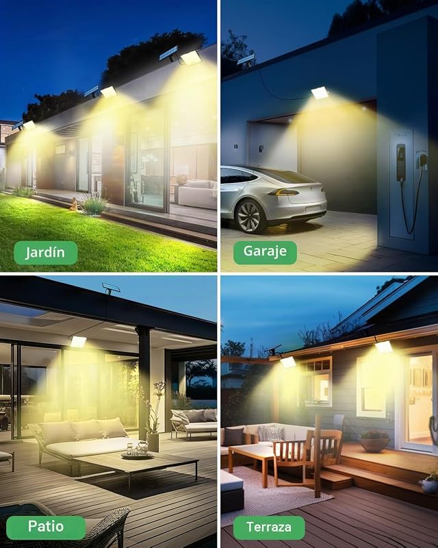 6 Paquete 342LED Luz Solar Exterior Jardin Mando a Distancia