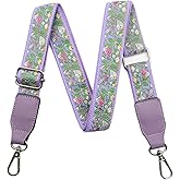 Purse Strap - Retro Ethnic Embroidery Adjustable Shoulder Straps for Women, 1.2" Width, 53.5" Longth Silver Hook Bohemian Style Crossbody Bag Strap