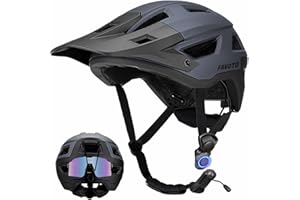 Favoto Adult Mountain Bike Helmet for Men & Women, Magnetic Buckle MTB Helmet with Removable Visor, Lightweight for Commuting & Off-Road Cycling