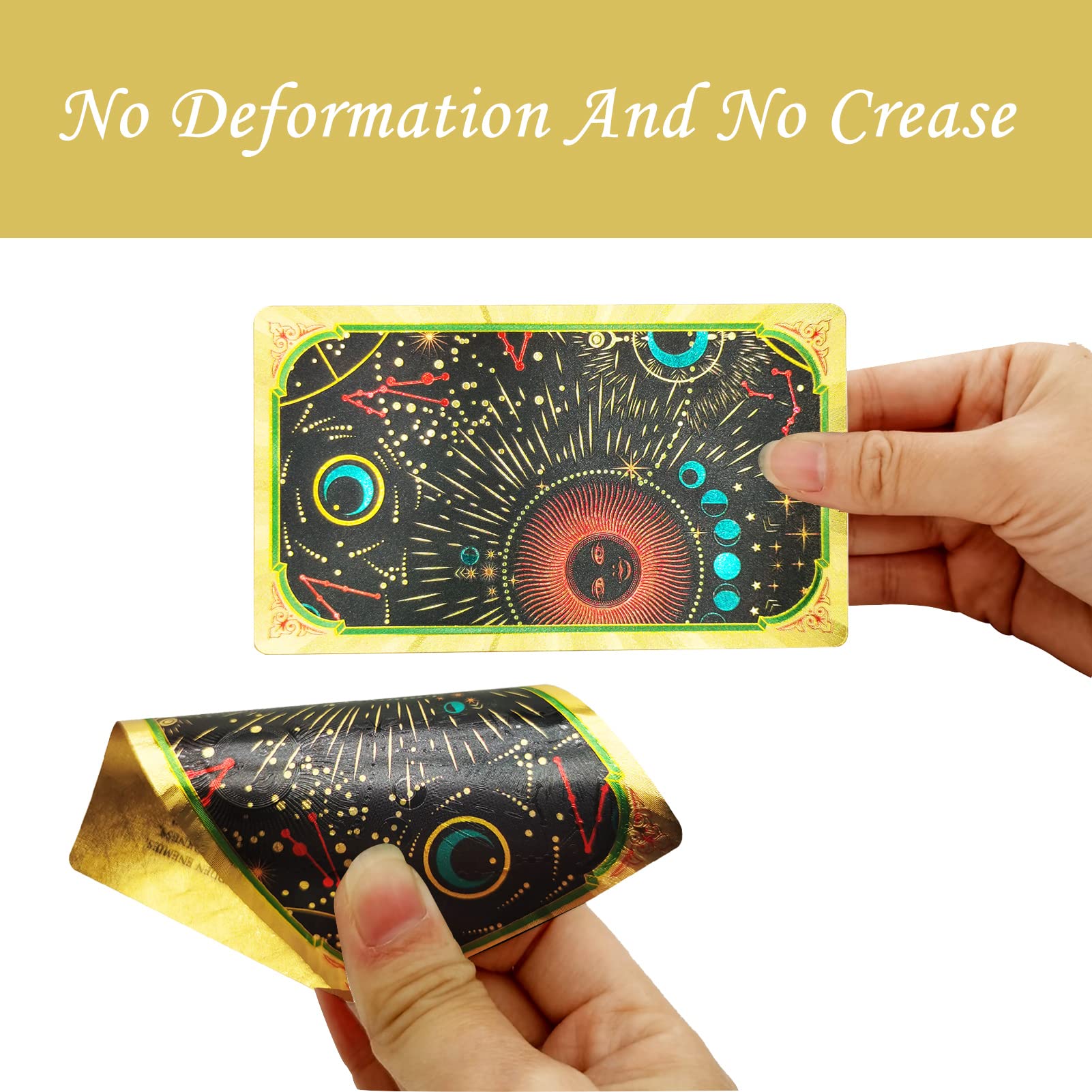 Smoostart PVC Tarot Cards with Meanings on Them, PVC Waterproof Anti-Wrinkle Luxury Gold Foil Tarot Cards Deck with Guidebook and Exquisite Box for Beginners and Professional Player Gold