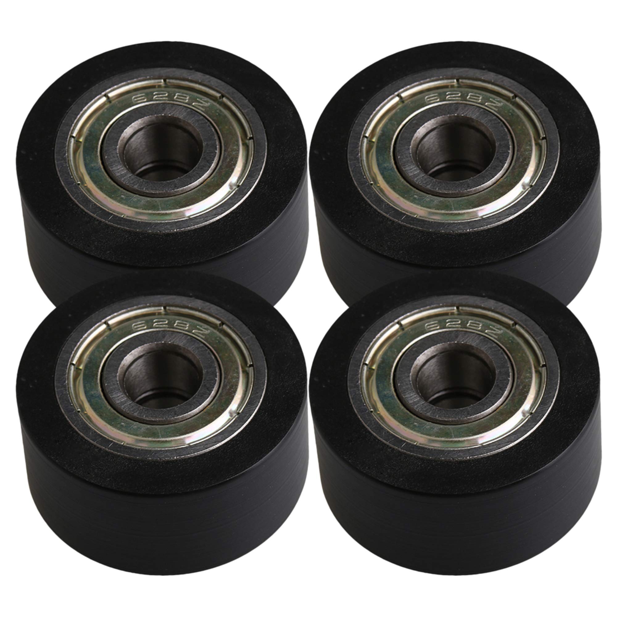 BQLZR 32x8x16MM Black 608ZZ Bearing Flat Groove Ball Bearing Guide Pulley Wheels Roller 149KG Load Bearing Furniture Pulley Pack of 4