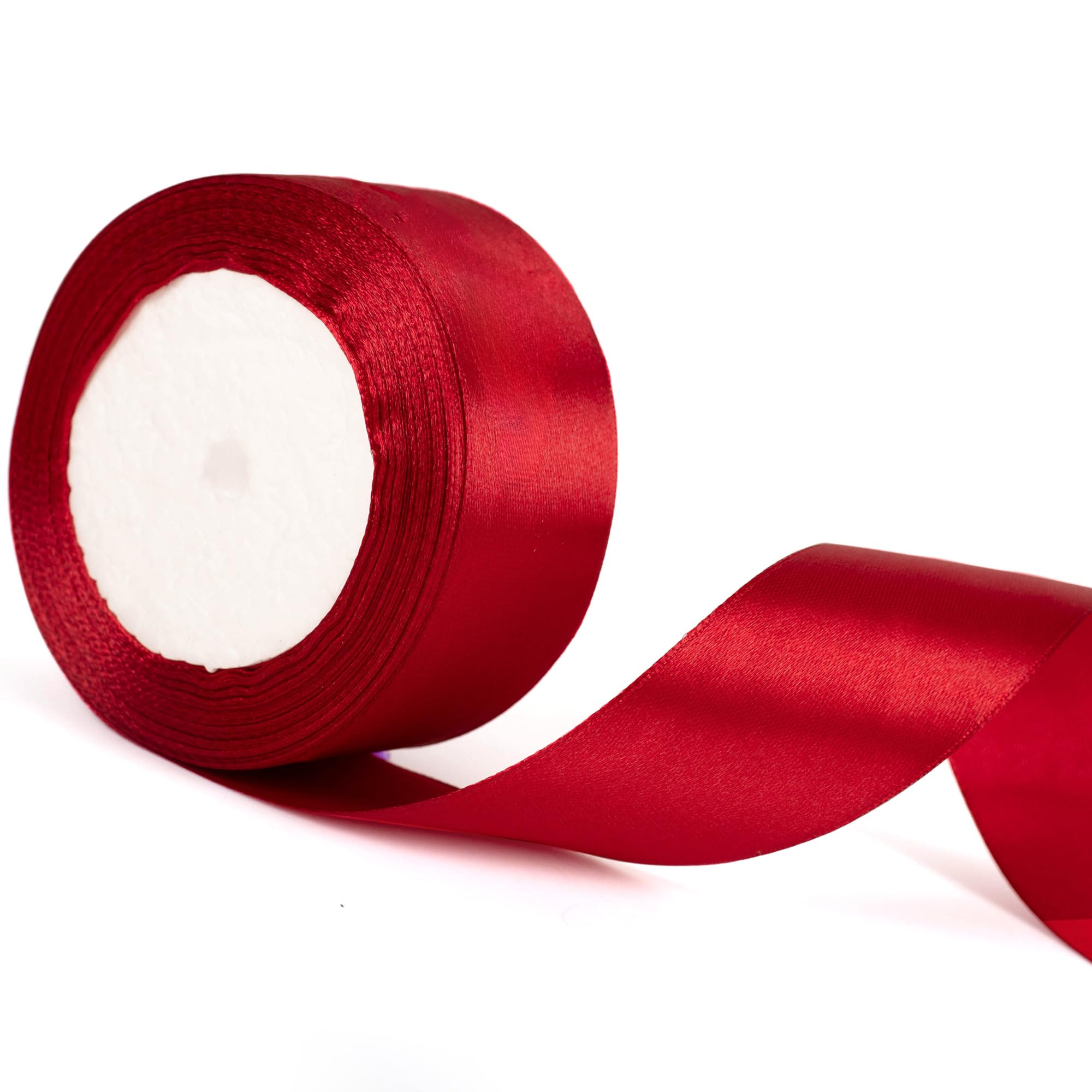 40mm Wide Burgundy Red Thick Ribbon for Gift Wrapping 22m, Thick Burgundy Christmas Ribbons Fabric Satin Ribbon for Present Wrapping Christmas Florist Bouquet Cake Hair Bow Crafting Wedding Decor