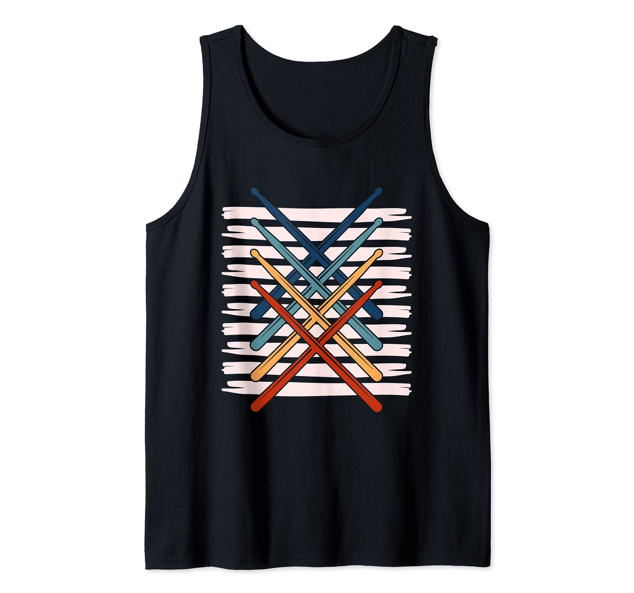 Drums Player Percussion Drummer Music Retro Drumsticks Drums Tank Top