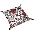 Siarnew PU Leather Jewelry Tray, Valet Tray Catchall Storage Dish Plate, Entryway Desk Organizer for Phone, Keys, Wallet, Watch - Skull Rose