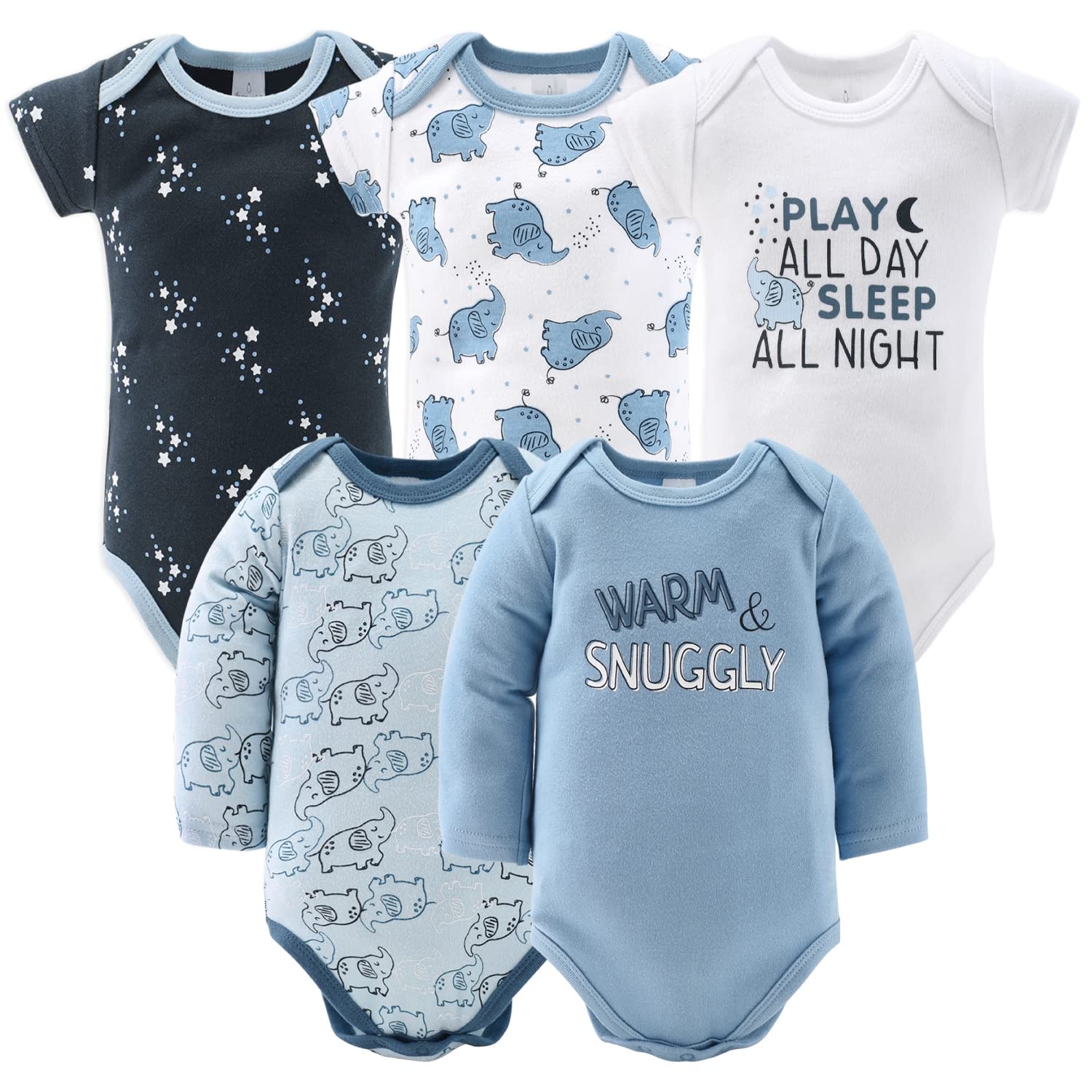 The Peanutshell Baby Layette Gift Set for Boys - 30 Piece Layette Set, Newborn to 9 Months Baby Boy Clothes - Elephant Blue