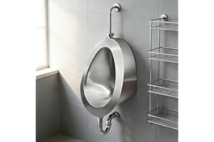 304 Stainless Steel Urinal, Wall Mounted Bathroom Urinal, Male Urinal with Smart Sensor Flush WallDrain