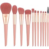 11 Pcs Pink Makeup Brush Set, Complete Professional Face Eye Makeup Brushes, Soft Synthetic Bristles for Foundation Powder Blush Concealer Eyeshadow Eyelash