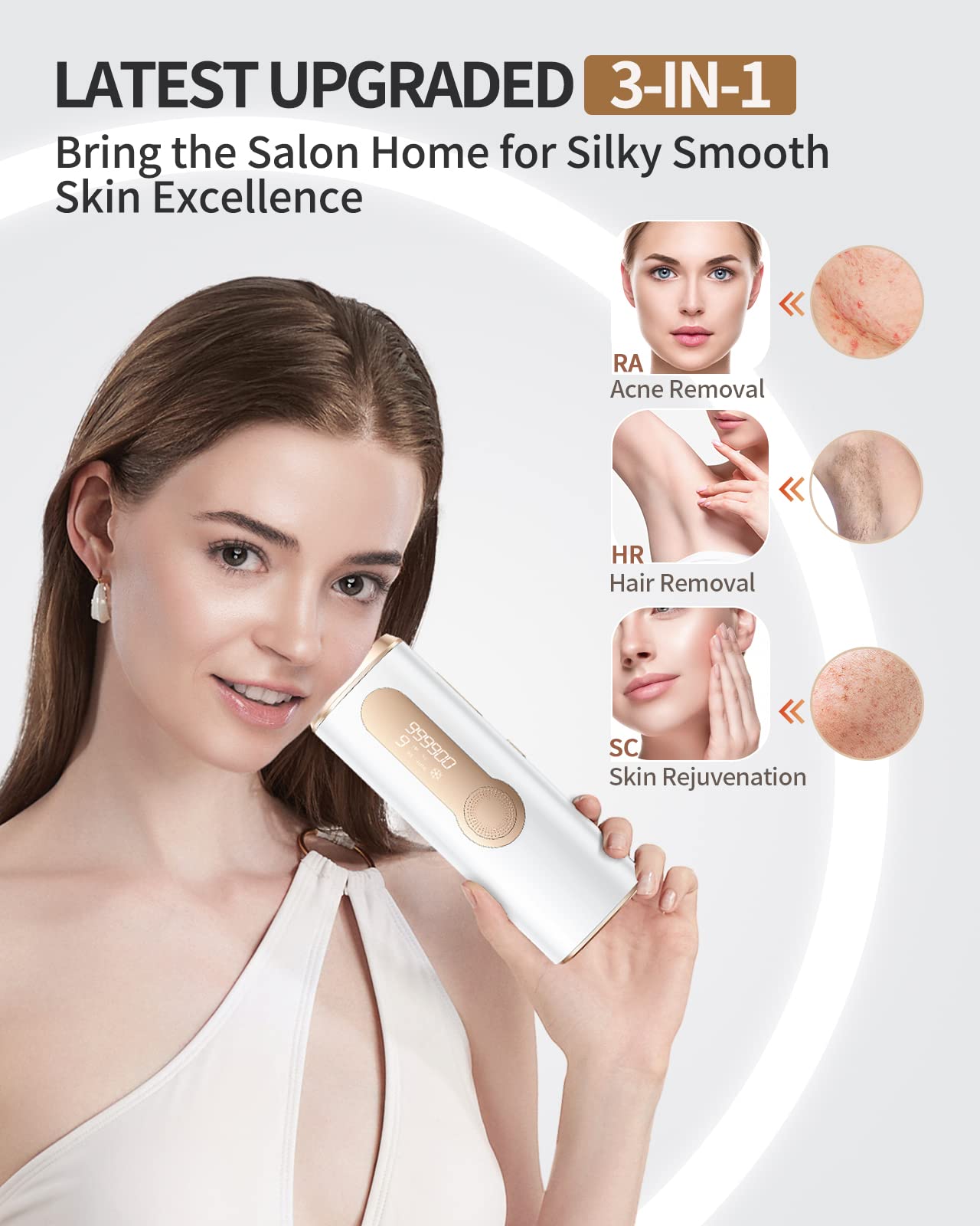 IPL Hair Removal, Laser Hair Removal with Cooling for Women and Men, AMOTAOS 3-in-1 At-Home Permanent Hair Removal Device 9 Levels Upgrade 999900 Flashes for Face Armpit Arm Bikini Line Leg Whole Body
