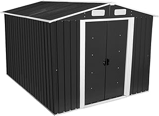Zelsius Geräteschuppen mit Schiebetür 3 x 2,5 m | Geräumiges Gartengerätehaus | Metallgerätehaus mit Satteldach | Gartenhaus | Geräteschrank für Garten (Anthrazit Grau)