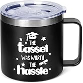 ONEVIVE 14 OZ Tumbler Mug Graduation Gifts for Her Him, Funny Coffee Tumbler Cup Graduation Gifts for Girl Boy(The Tassel Was Worth The Hassle)