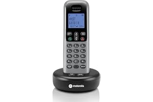 Motorola Voice Cordless Phone System w/Digital Handset + Answering Machine, Remote Access, Call Block - Dark Grey (T611)